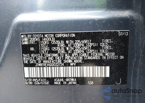 2013 Toyota Rav4 Xle from USA, damaged, VIN JTMRFREV6DD032724